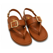 ZARA  Flat Slider with Buckles Sandals Women 1615-013 - TAN