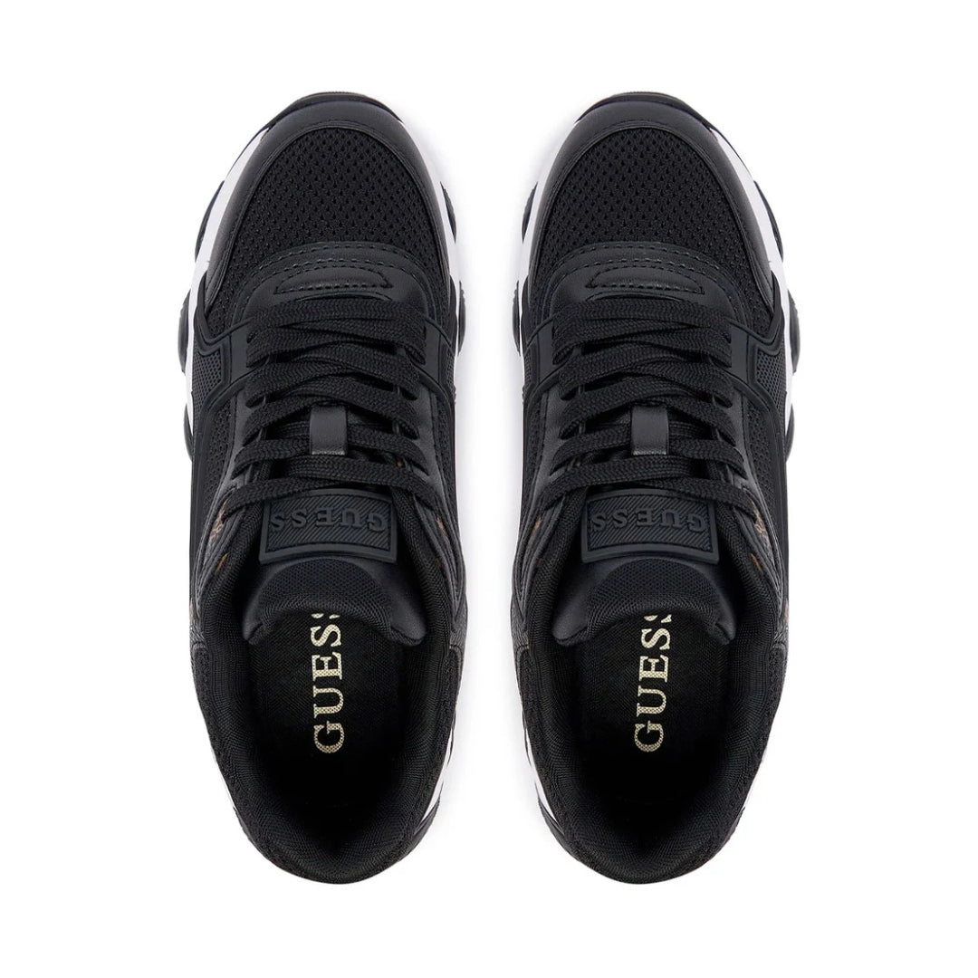 GUESS Mazzy Mixed Leather Sneakers Women - BLKWHT