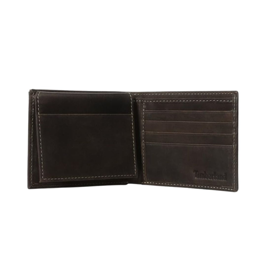 Timberland Passcase Leather Wallet with Attached Flip Pocket - DRKBRW - Brown