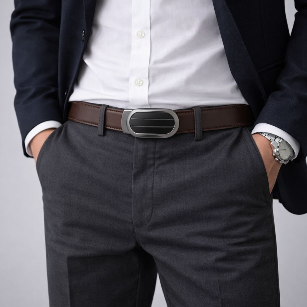 JLOOD Ratchet Leather Belts Men - R03