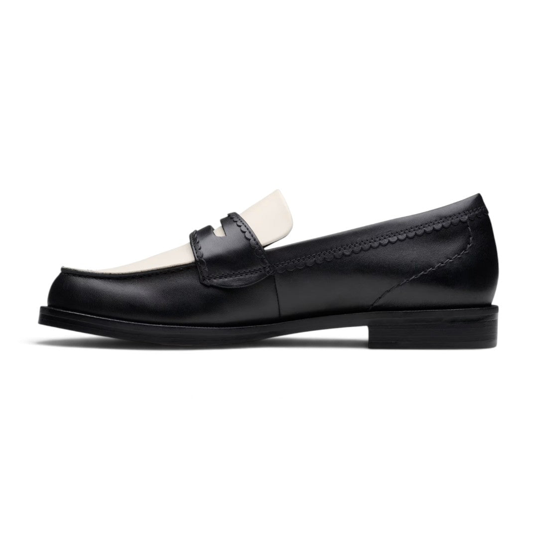 Clarks Leather Block Heel Loafers - BLK
