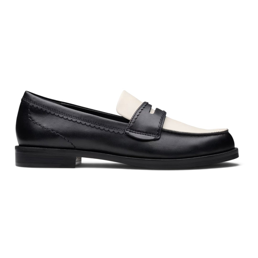 Clarks Leather Block Heel Loafers - BLK