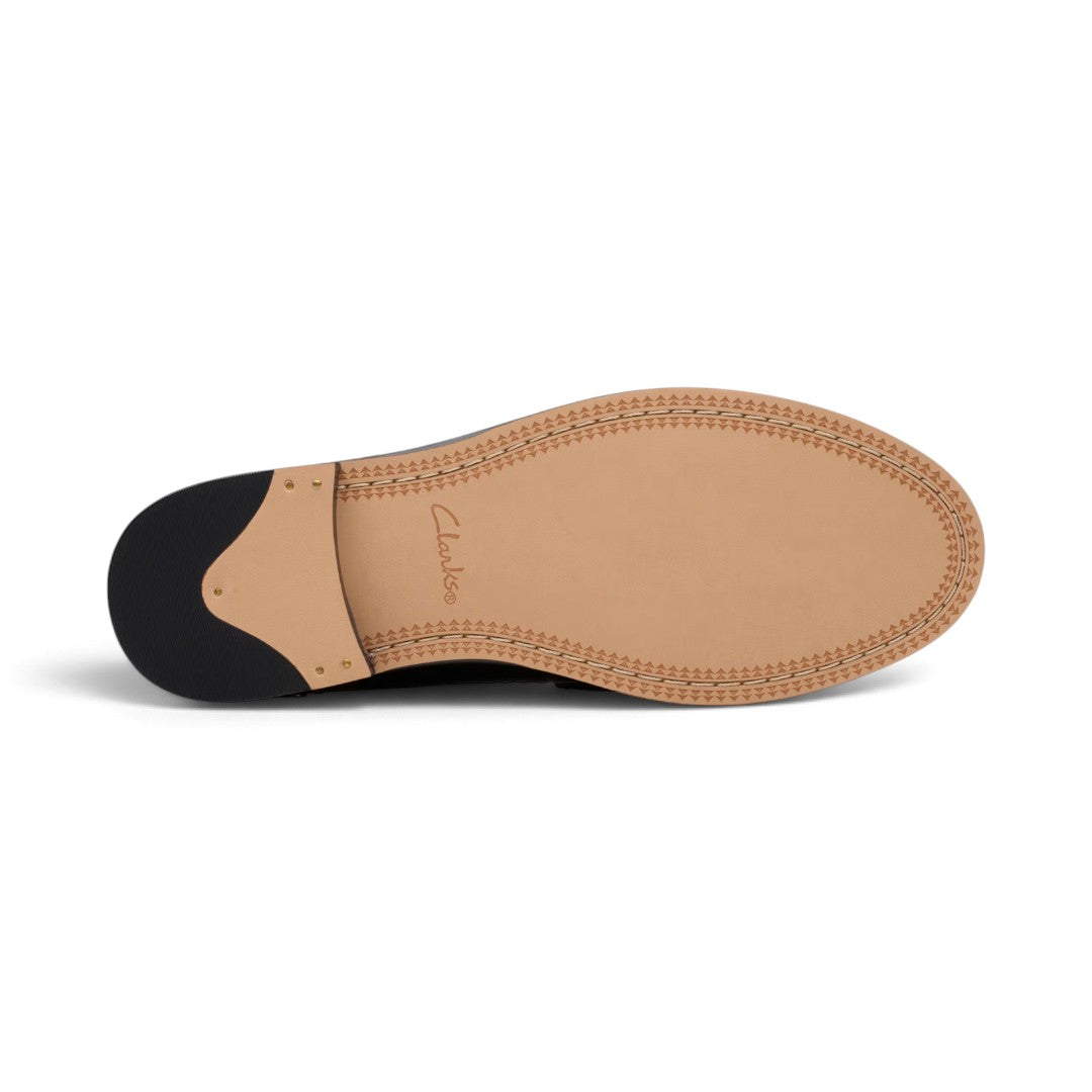Clarks Leather Block Heel Loafers - BLK