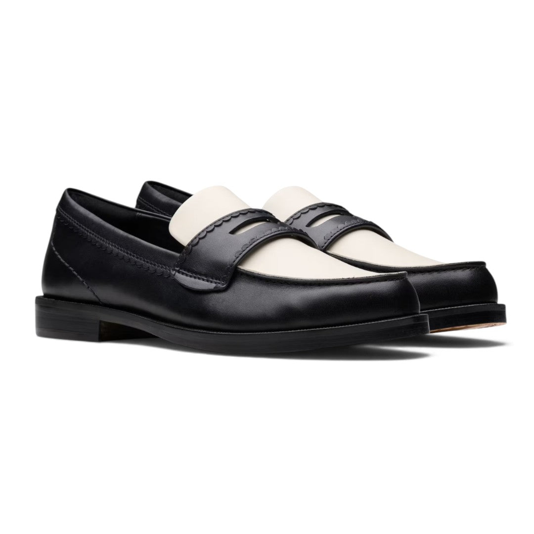 Clarks Leather Block Heel Loafers - BLK