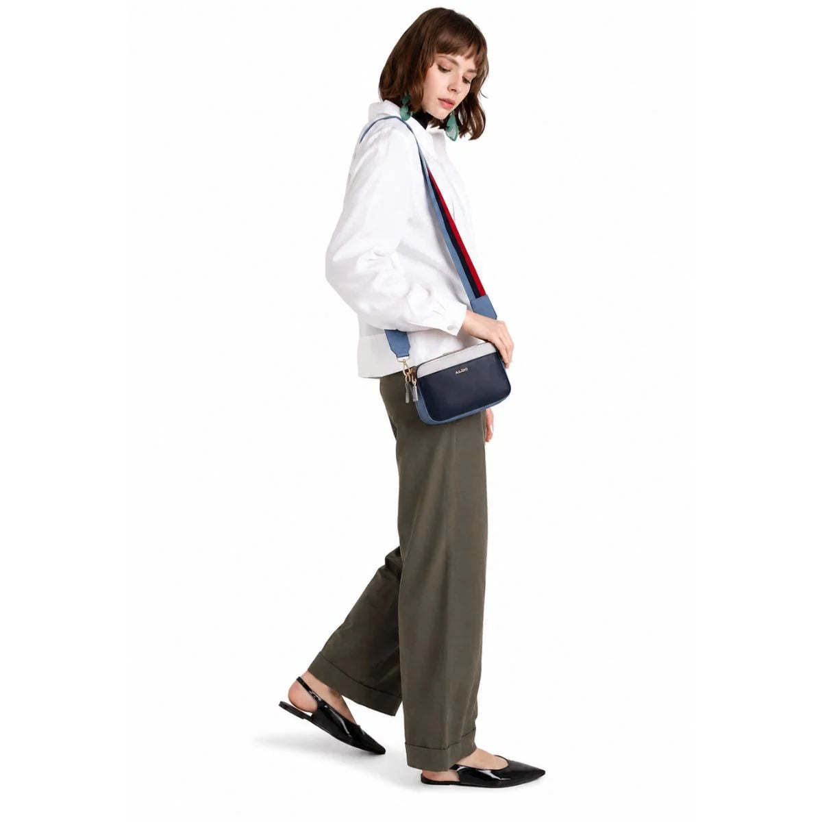 ALDO Double Zipper Sling Bag with Two Adjustable Strap Crossbody bag Women - MLT - Multi