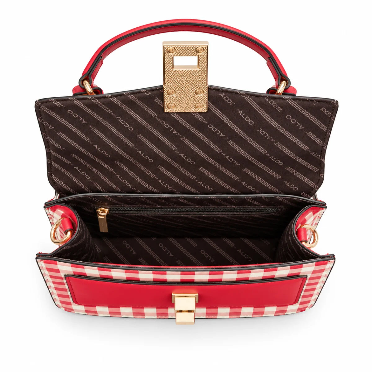 ALDO Gingham Top Handle Bag Women - RED - Red