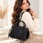ALDOA Vegan Leather City Tote Bag Women - BLK - Light Gray