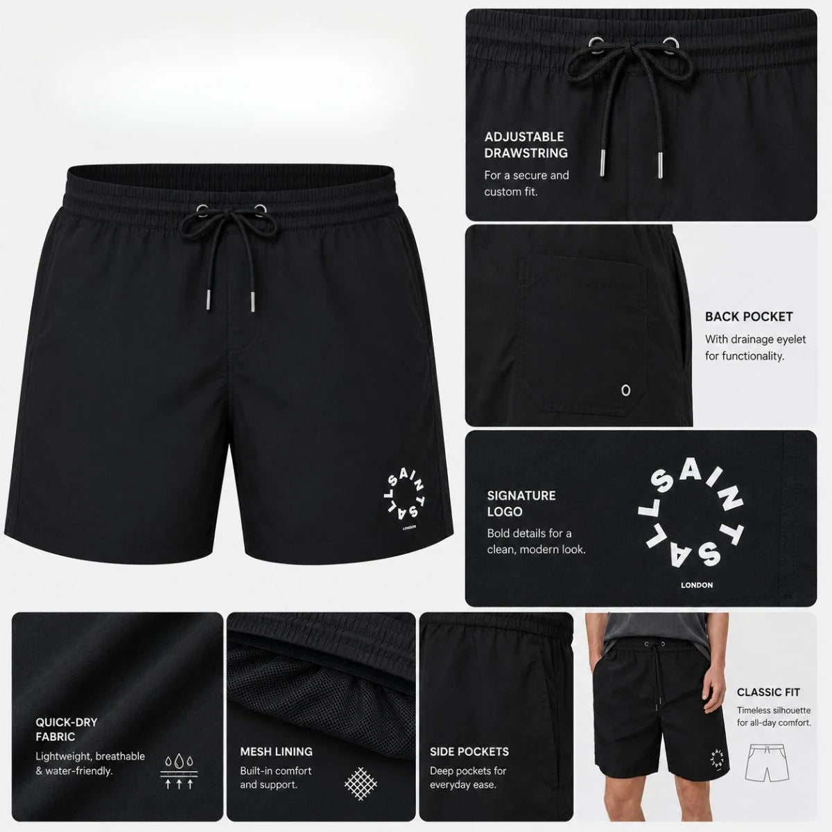 ALLSAINTS Orland Shorts Men - BLK