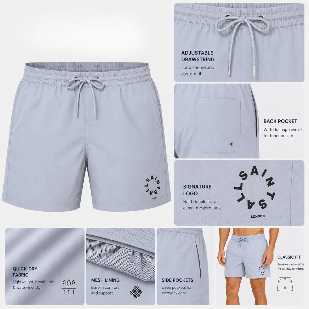 ALLSAINTS Orland Shorts Men - LGTBLU