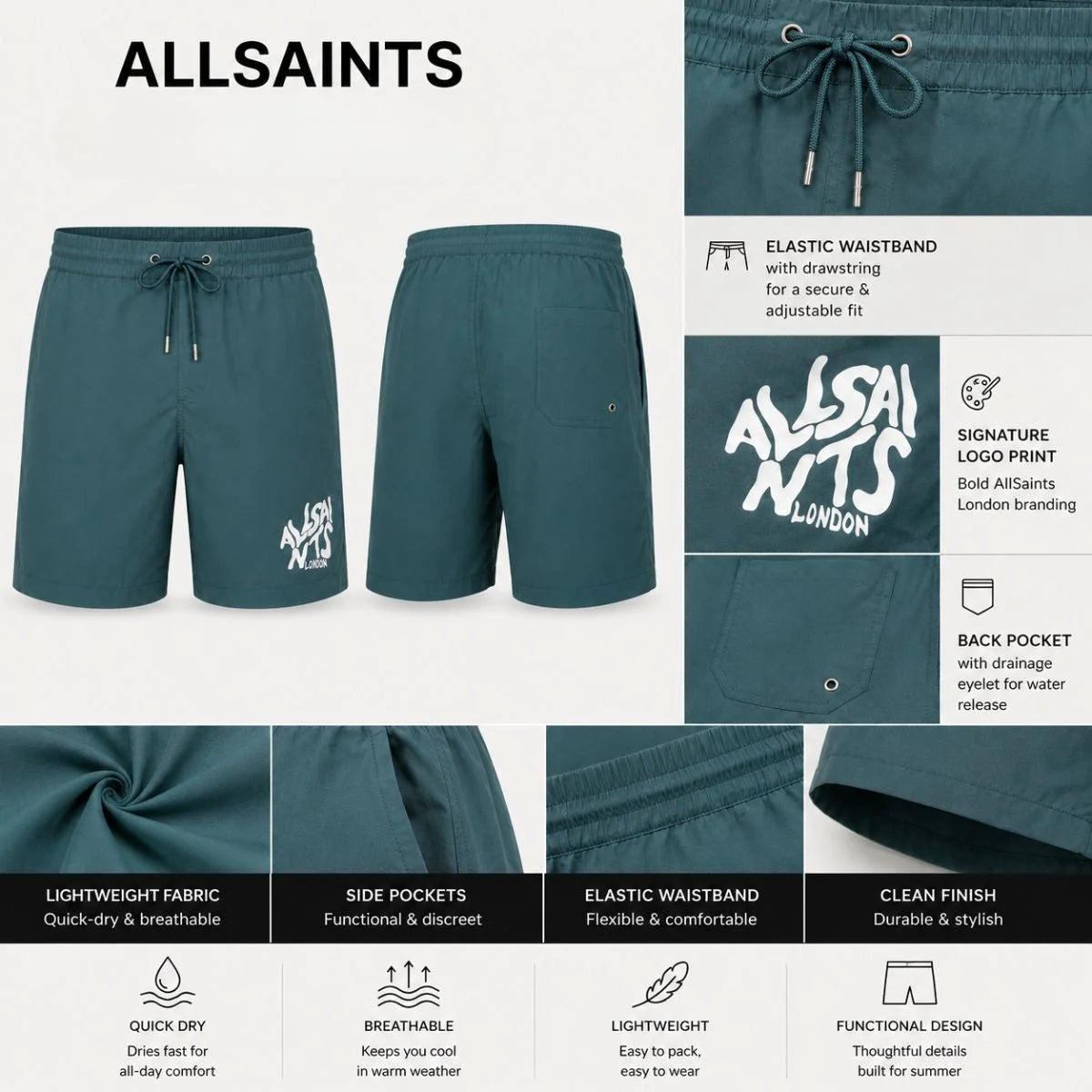 ALLSAINTS Orlando Shorts Men - DRKGRN