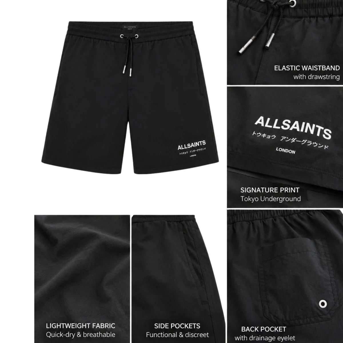 ALLSAINTS Underground Shorts Men - BLK