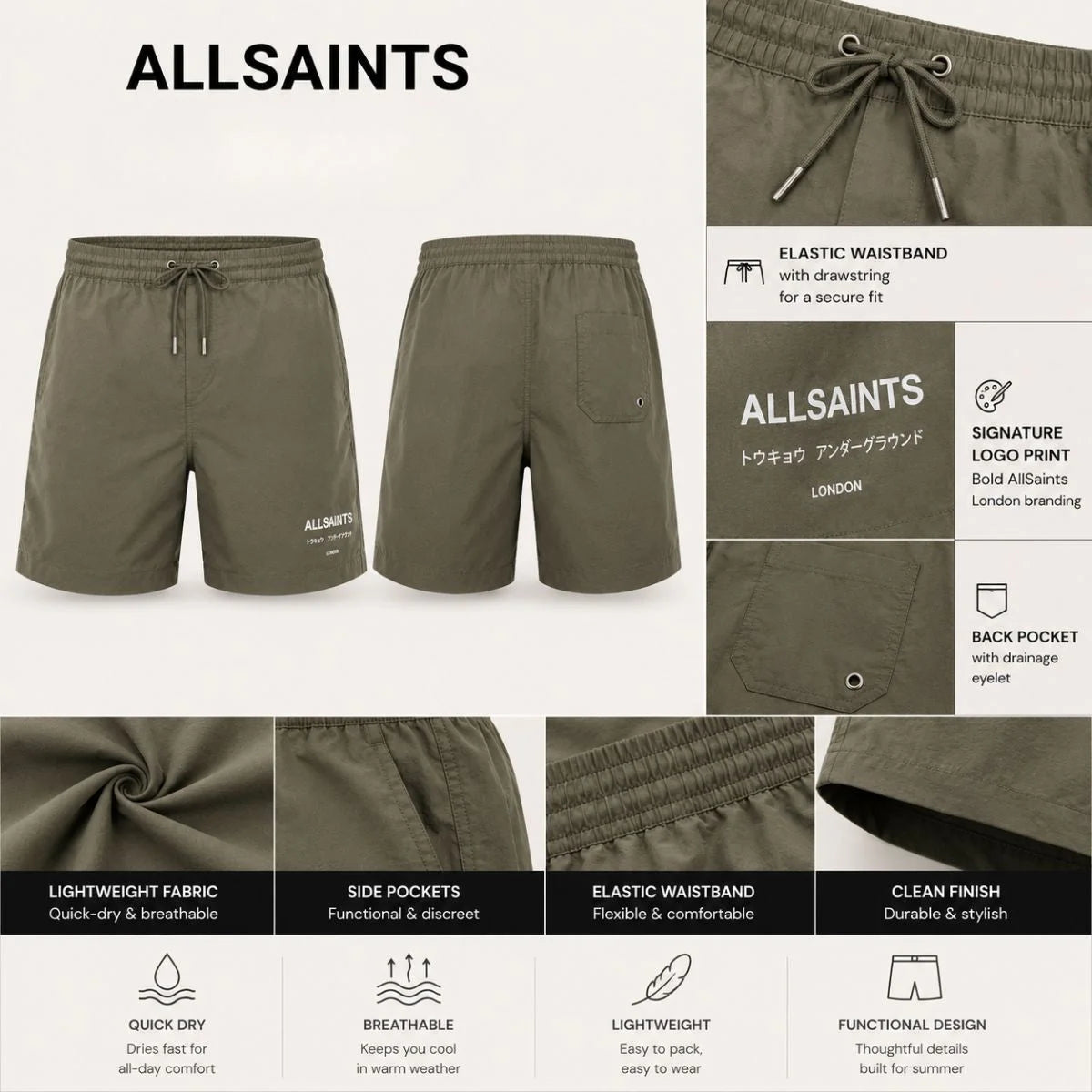 ALLSAINTS Underground Shorts Men - OLV