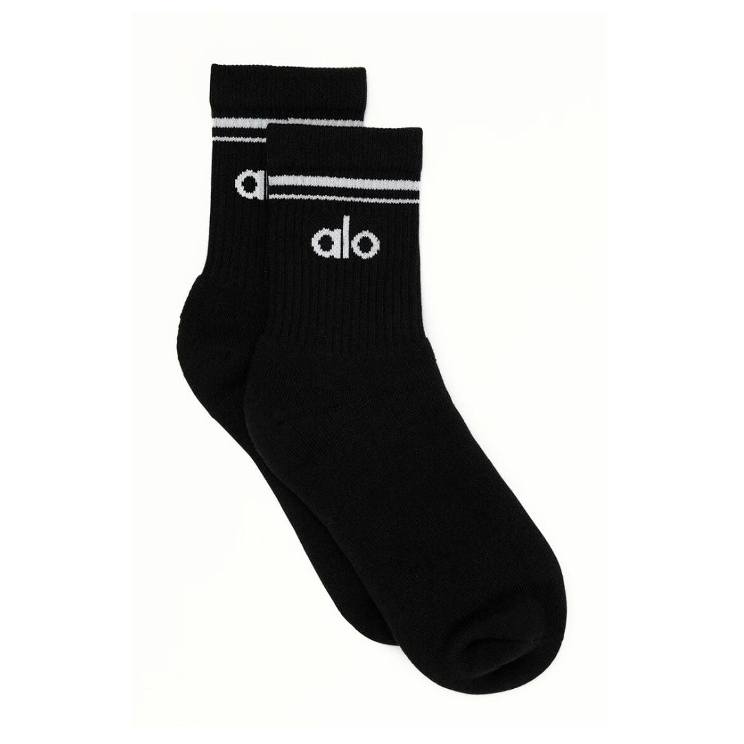 Alo Yoga Unisex Half-Crew Throwback Sock - BLKWHT - Black/ White / S