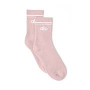 Alo Yoga Unisex Half-Crew Throwback Sock - PNK - Pink