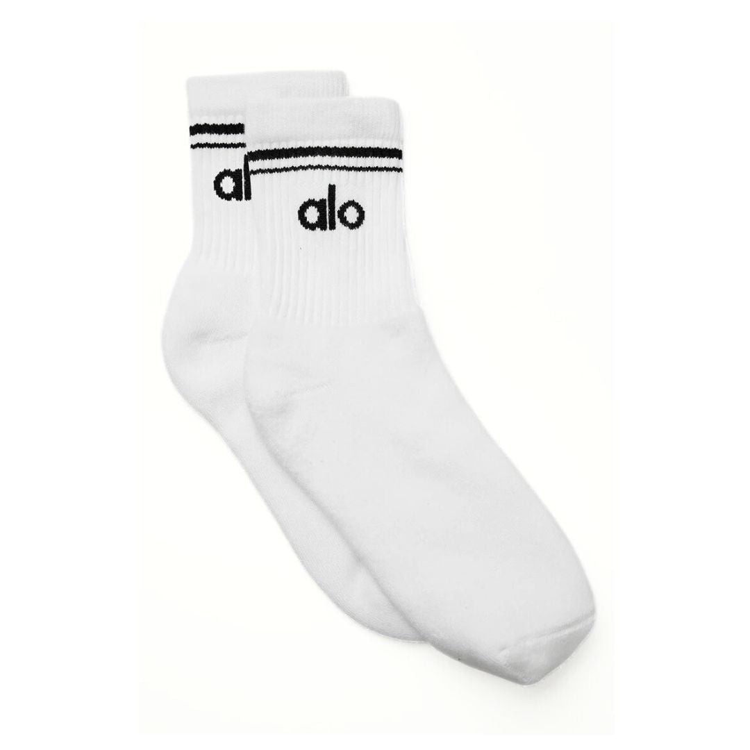 Alo Yoga Unisex Half-Crew Throwback Sock - WHTBLK - White/ Black / S