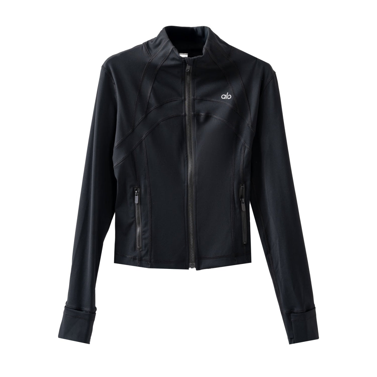 Alo Yoga Women’s Stand Collar Zip Up Jacket -BLK - Black
