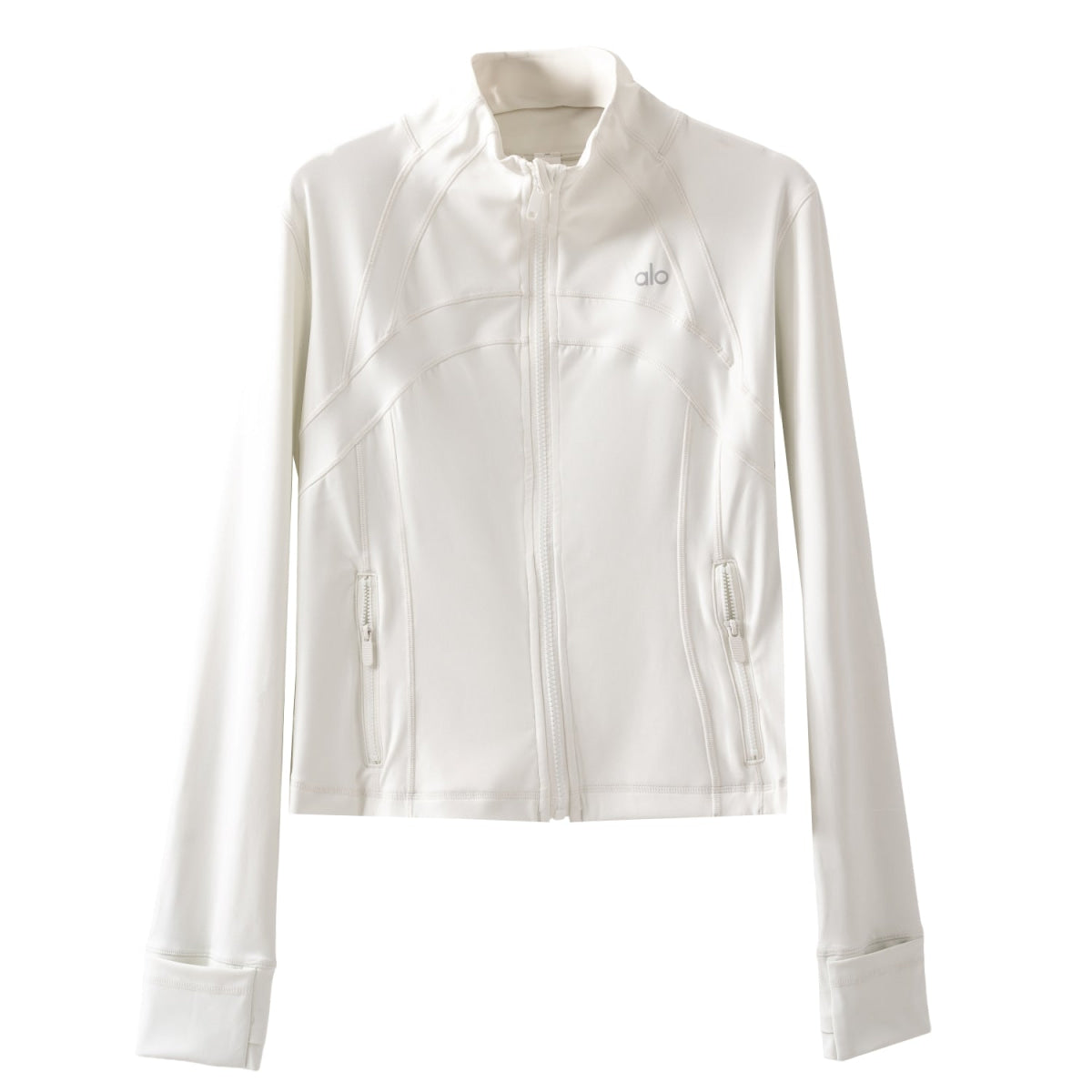 Alo Yoga Women’s Stand Collar Zip Up Jacket -WHT - White