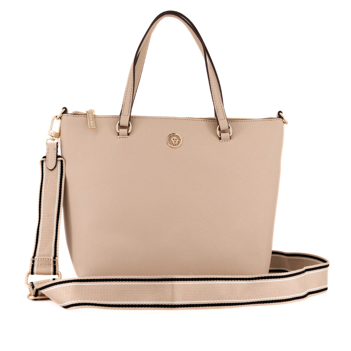 Anne Klein Brand Logo Satchel Bag Shoulder Bag Women - BEG - Beige