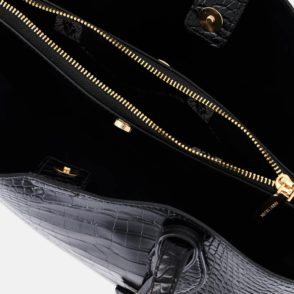 Anne Klein Brand Logo Tote2 Bag Handbag Women - BLK - Black