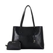 Anne Klein Brand Logo Tote2 Bag Handbag Women - BLK - Black
