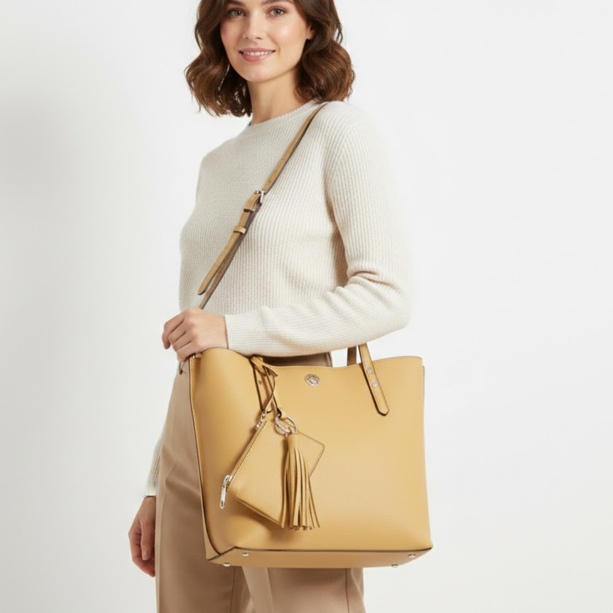 Anne Klein Carry Call Tote Bag Handbag Women - Yellow - Yellow