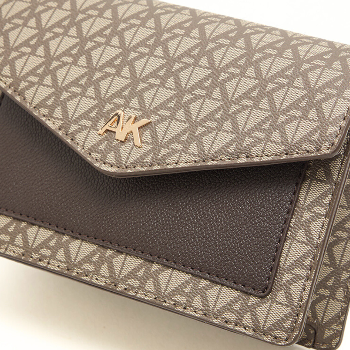 Anne Klein Monogram Patterned Flap Crossbody Bag Women - BEGBRN - Beige