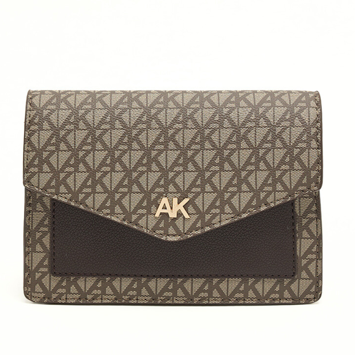 Anne Klein Monogram Patterned Flap Crossbody Bag Women - BEGBRN - Beige