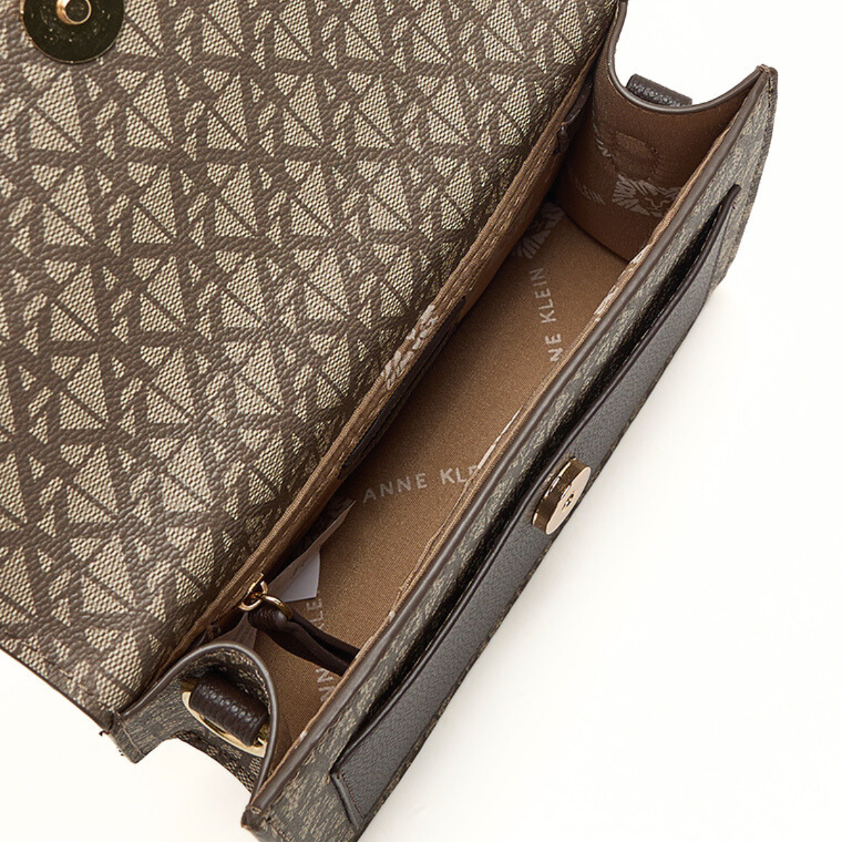 Anne Klein Monogram Patterned Flap Crossbody Bag Women - BEGBRN - Beige