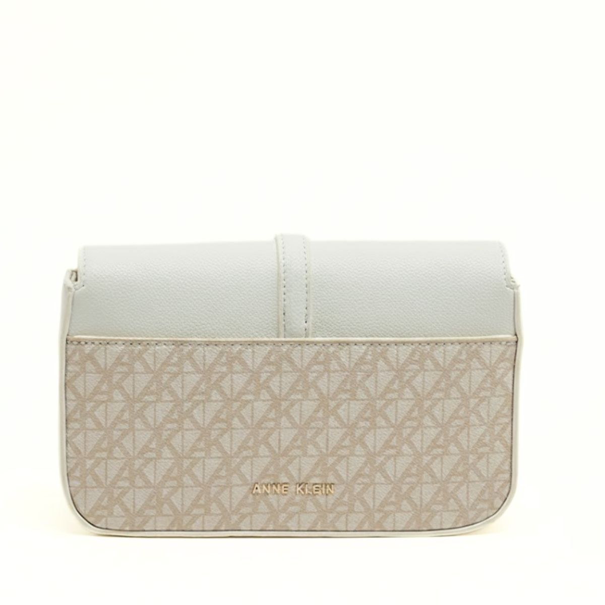 Anne Klein Monogram Patterned Flap Crossbody Bag Women - WHTBEG - White-Beige