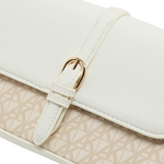 Anne Klein Monogram Patterned Flap Crossbody Bag Women - WHTBEG - White-Beige