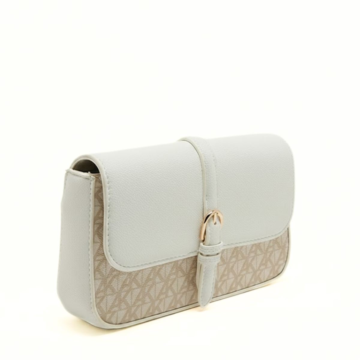 Anne Klein Monogram Patterned Flap Crossbody Bag Women - WHTBEG - White-Beige