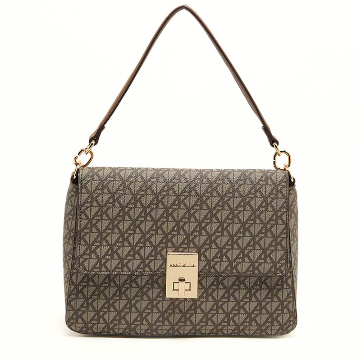 Anne Klein Monogram Patterned Flap Shoulder Bag Women - BRN - Brown