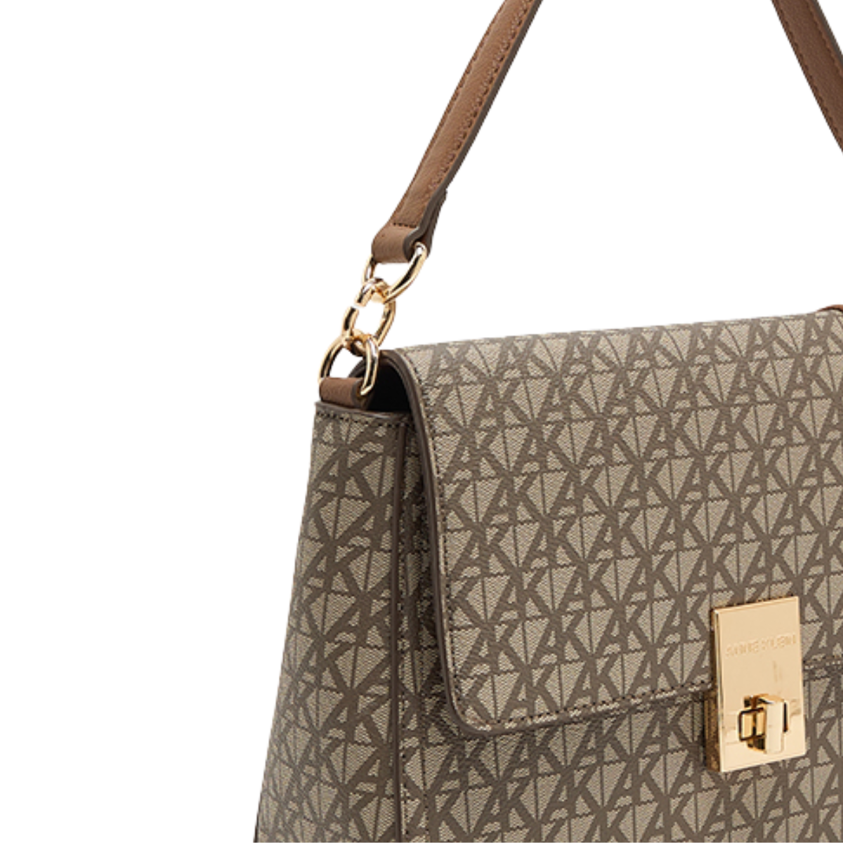 Anne Klein Monogram Patterned Flap Shoulder Bag Women - BRN - Brown