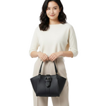 Anne Klein Textured Buckle Detail Tote Bag Handbag Women - BLK - Black