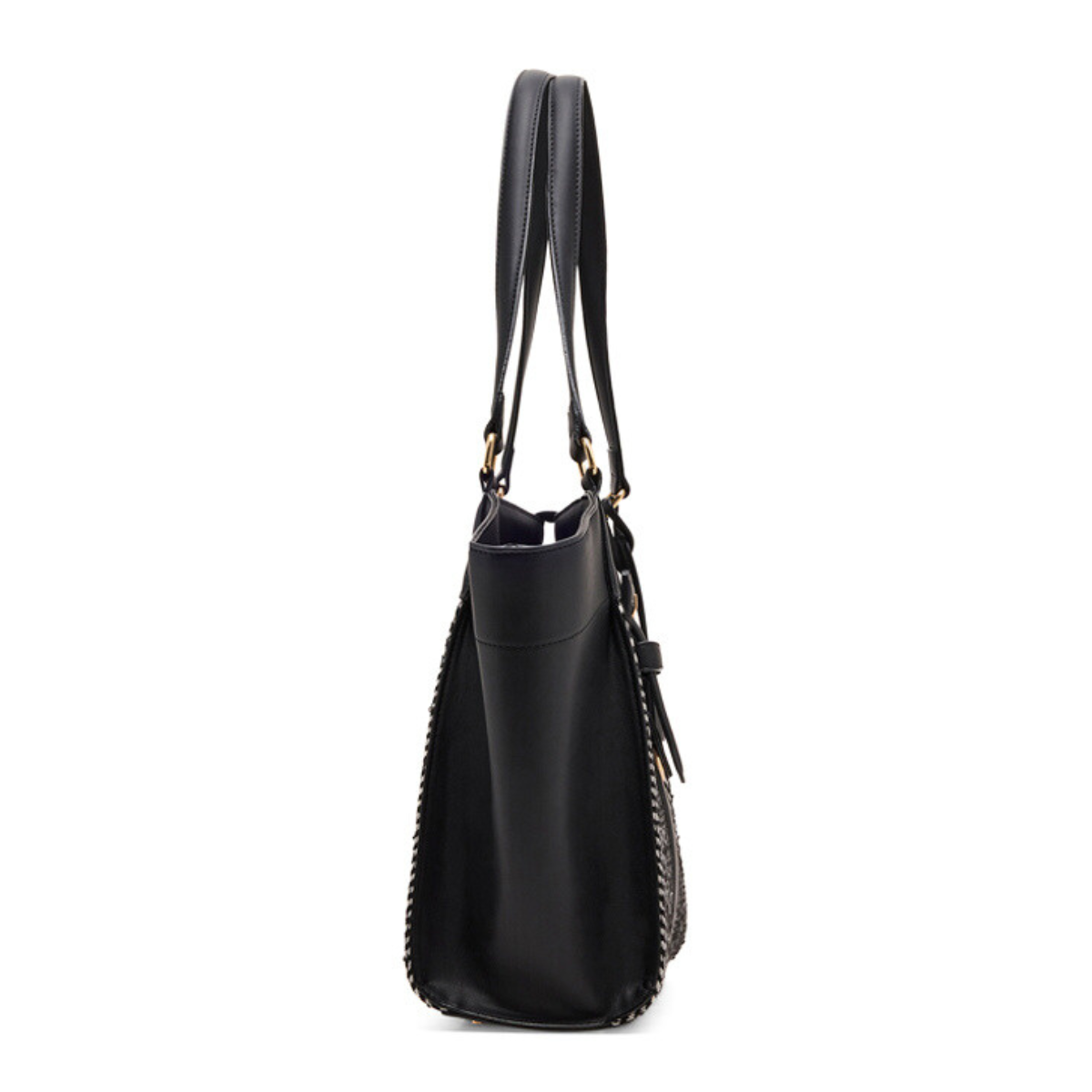 Anne Klein Textured Buckle Detail Tote Bag Handbag Women - BLK - Black