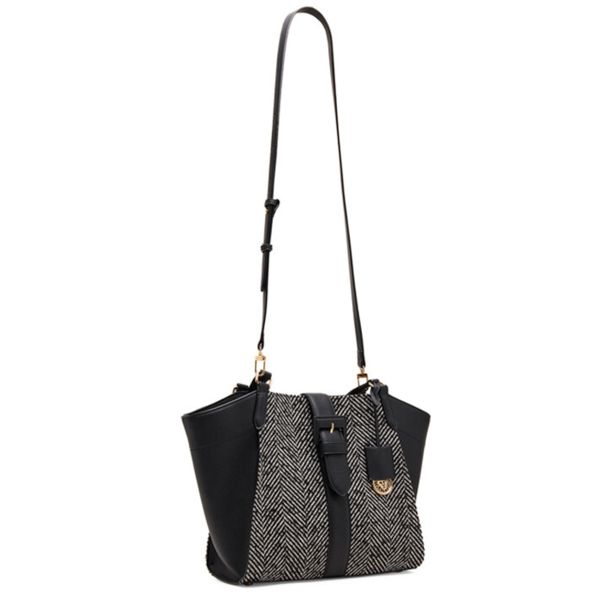 Anne Klein Textured Buckle Detail Tote Bag Handbag Women - BLK - Black