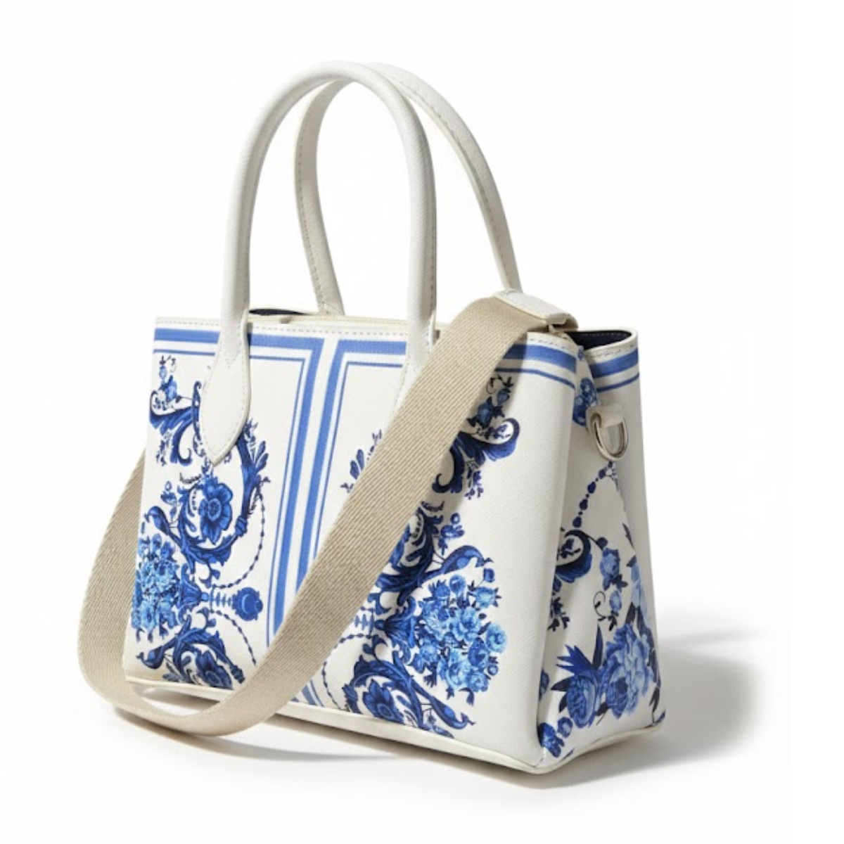 Anne Klein Toile Bonded Large Tote Shoulder Bag Women - WHTBLU - White-Blue