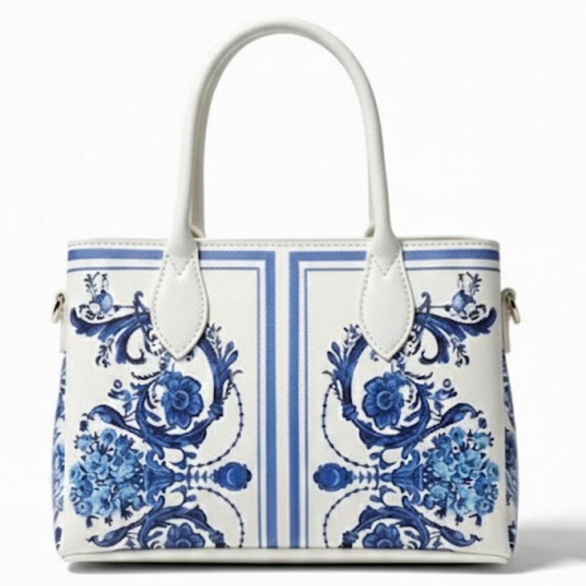 Anne Klein Toile Bonded Large Tote Shoulder Bag Women - WHTBLU - White-Blue