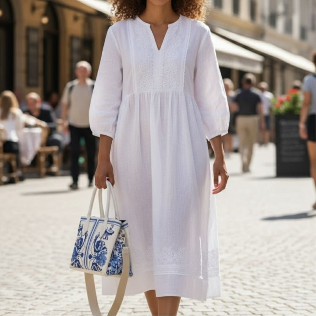 Anne Klein Toile Bonded Large Tote Shoulder Bag Women - WHTBLU - White-Blue