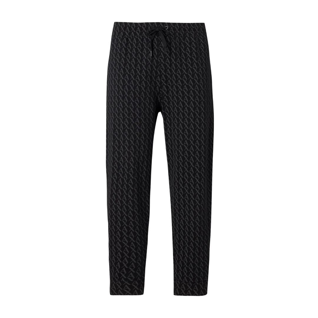 Armani Exchange All Over Logo Essentials Regular Fit Black Print Trousers Men - BLK - Black / S