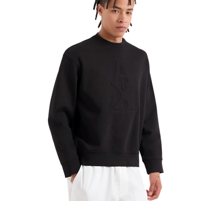 ARMANI EXCHANGE ASV French Terry Embossed Logo Sweatshirt - BLK