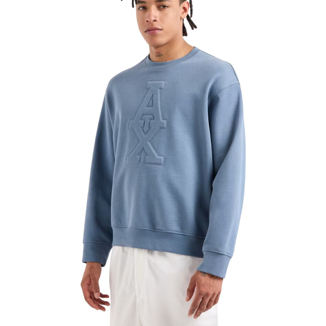 ARMANI EXCHANGE ASV French Terry Embossed Logo Sweatshirt - BLU - Blue / XS