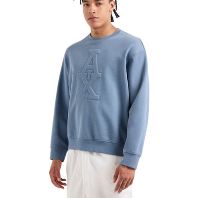 ARMANI EXCHANGE ASV French Terry Embossed Logo Sweatshirt - BLU