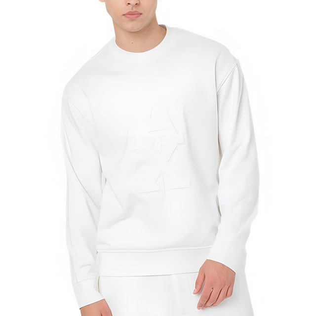 ARMANI EXCHANGE ASV French Terry Embossed Logo Sweatshirt - WHT - White / XS