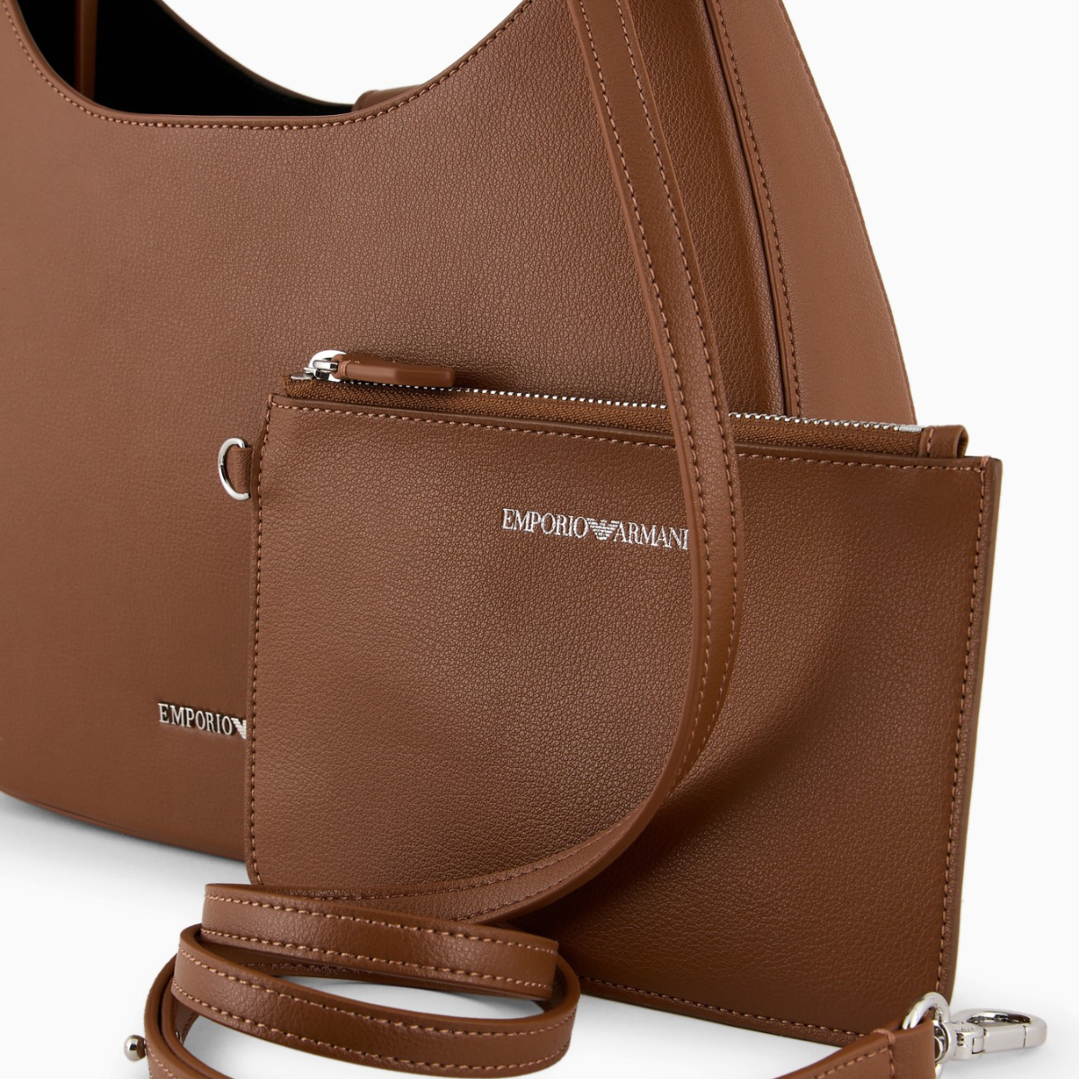 ARMANI EXCHANGE ASV micro-grain recycled leather hobo bag Shopper Bag - BRN - Brown