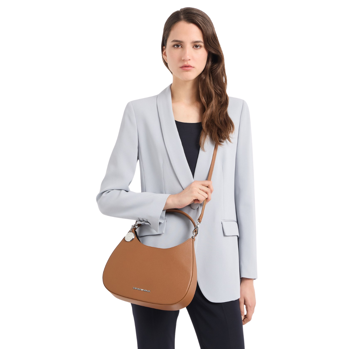 ARMANI EXCHANGE ASV micro-grain recycled leather hobo bag Shopper Bag - BRN - Brown