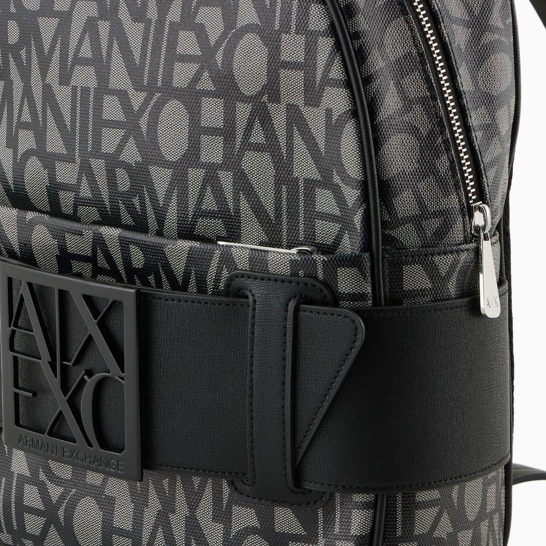 ARMANI EXCHANGE Contrasting Monogram All Over Backpack - COL - Coal