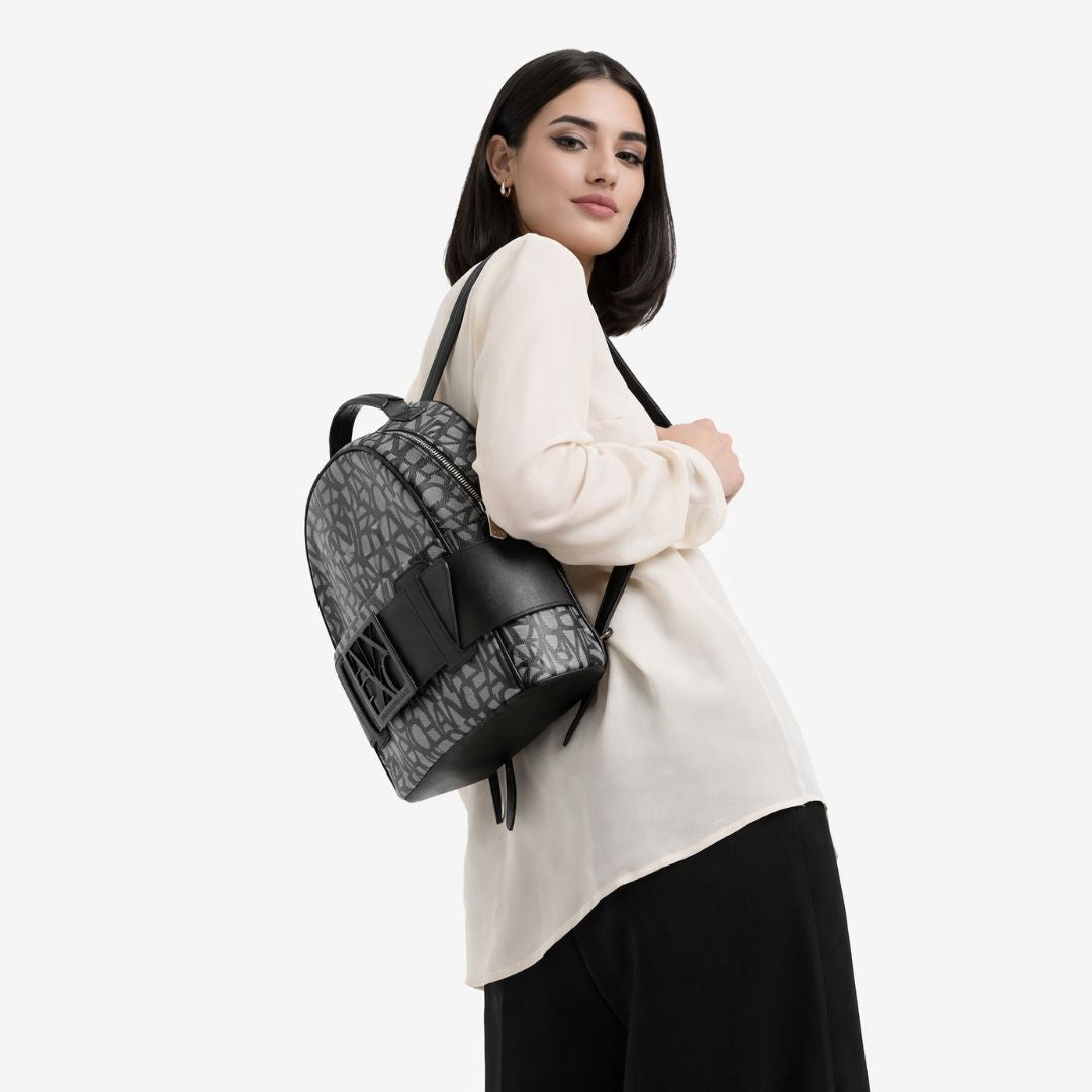 ARMANI EXCHANGE Contrasting Monogram All Over Backpack - COL - Coal
