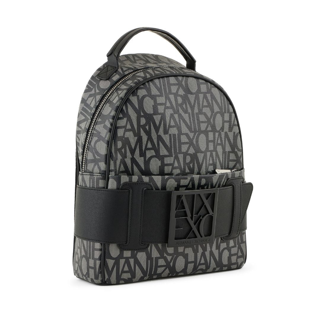 ARMANI EXCHANGE Contrasting Monogram All Over Backpack - COL - Coal