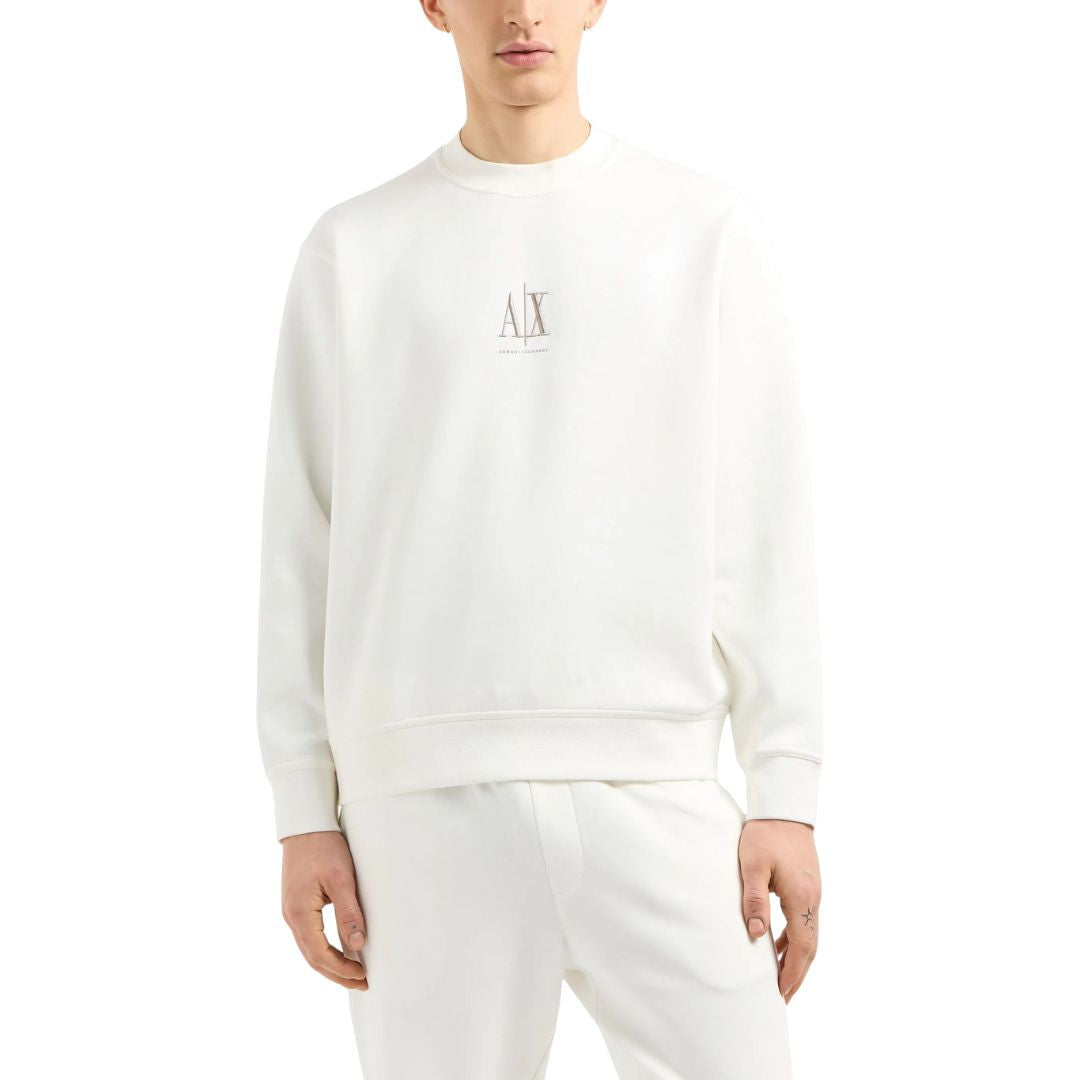 Armani Exchange Crewneck Sweatshirt With Embroidered Logo XM000368AF10818U0009-WHT